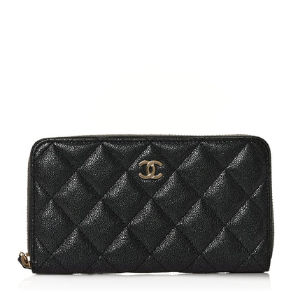 Chanel Iridescent Caviar Quilted Medium Zip Around Wallet Black 1 of 11