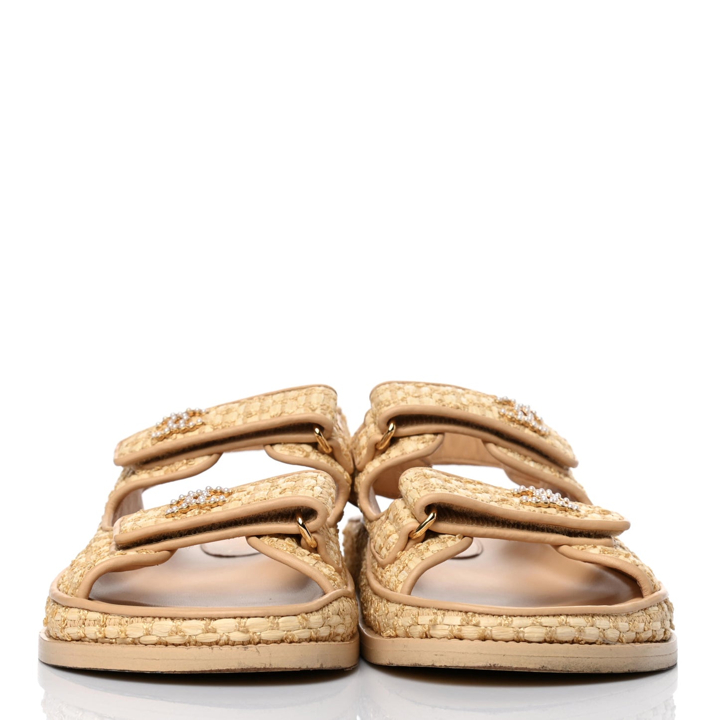 Braided Fabric Velcro Dad Sandals 37.5 Beige