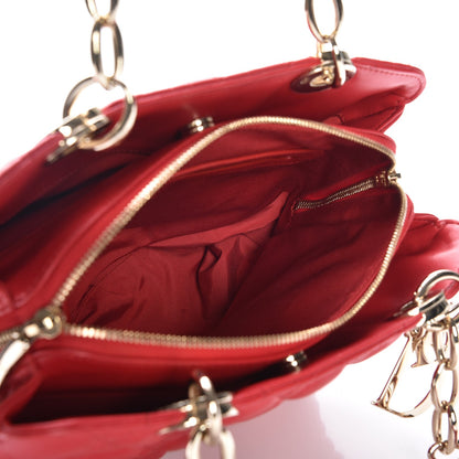Christian Dior Lambskin Cannage Small Dior Soft Zipped Shopping Tote Red 5 of 7