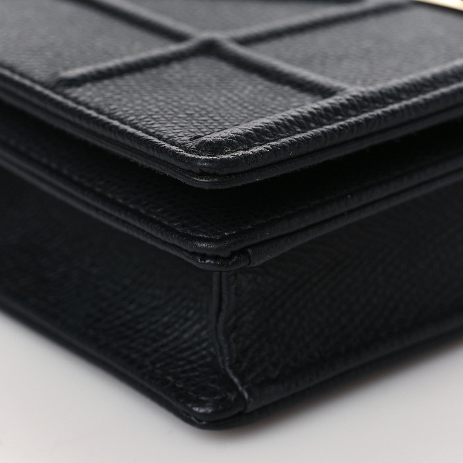 Christian Dior Grained Calfskin Diorama Wallet on Chain Pouch Black 7 of 8