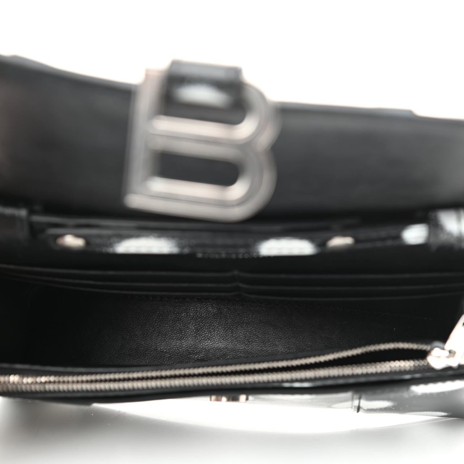 Balenciaga Shiny Box Calfskin Polka Dot Hourglass Chain Bag Black White 5 of 9