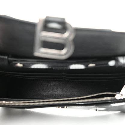 Balenciaga Shiny Box Calfskin Polka Dot Hourglass Chain Bag Black White 5 of 9