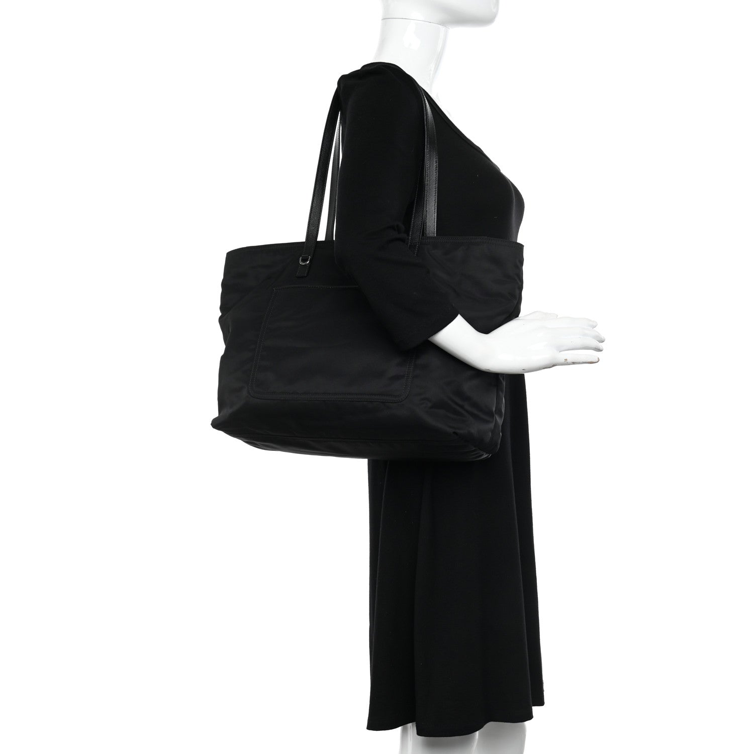 Prada Tessuto Nylon Saffiano Tote Black 2 of 15