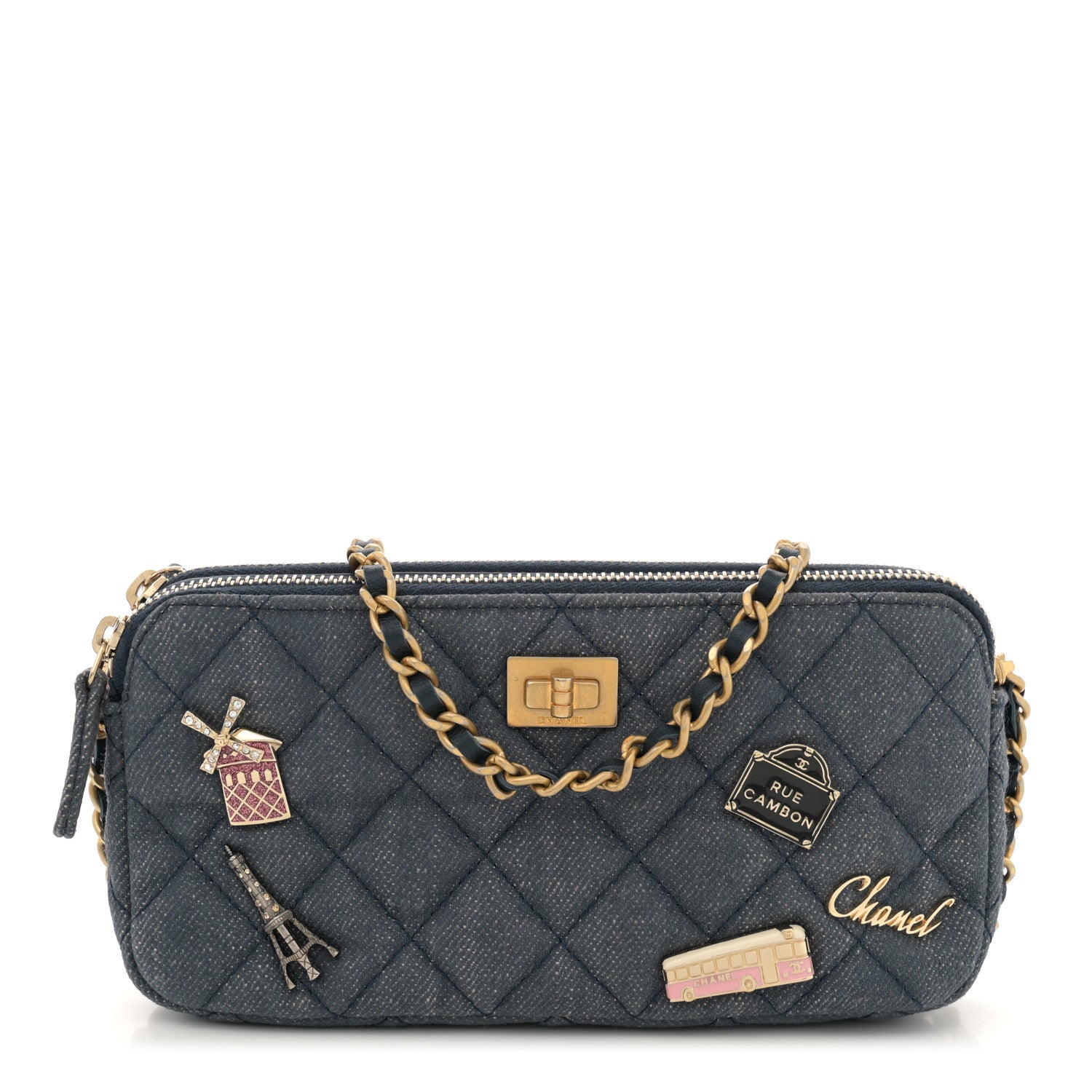 Chanel Denim Lucky Charms 2.55 Reissue Small Clutch With Chain Blue 1 of 12
