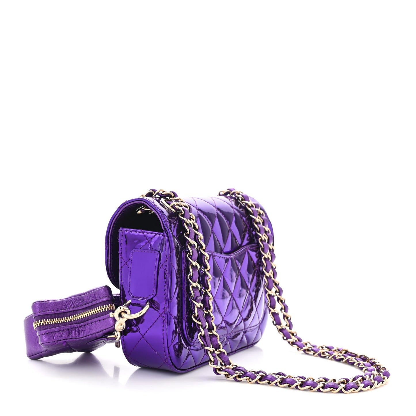 Mirror Calfskin Metallic Calfskin Quilted Hollywood Boulevard Mini Flap With Star Coin Purse Purple