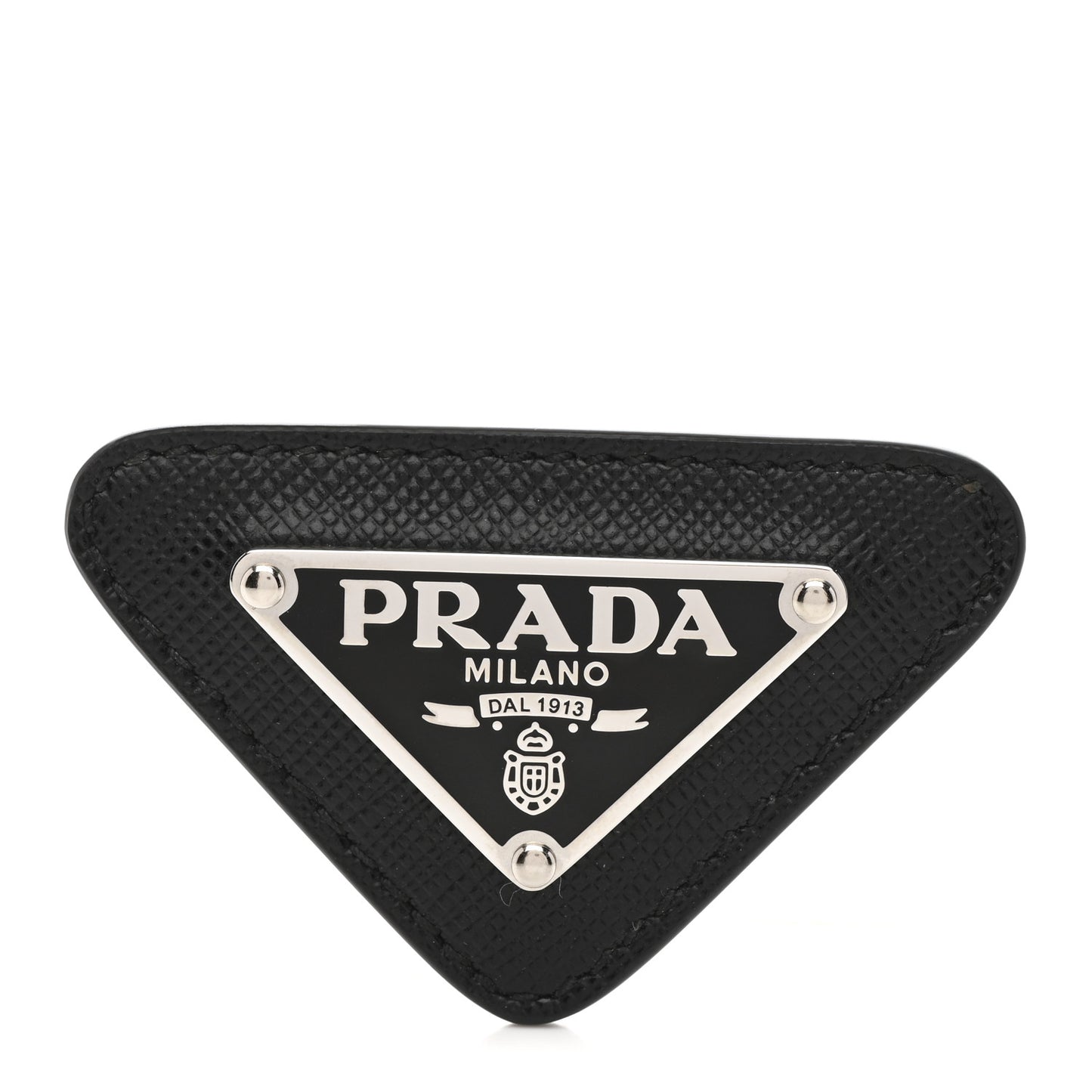 Saffiano Enamel Logo Triangle Pin Black