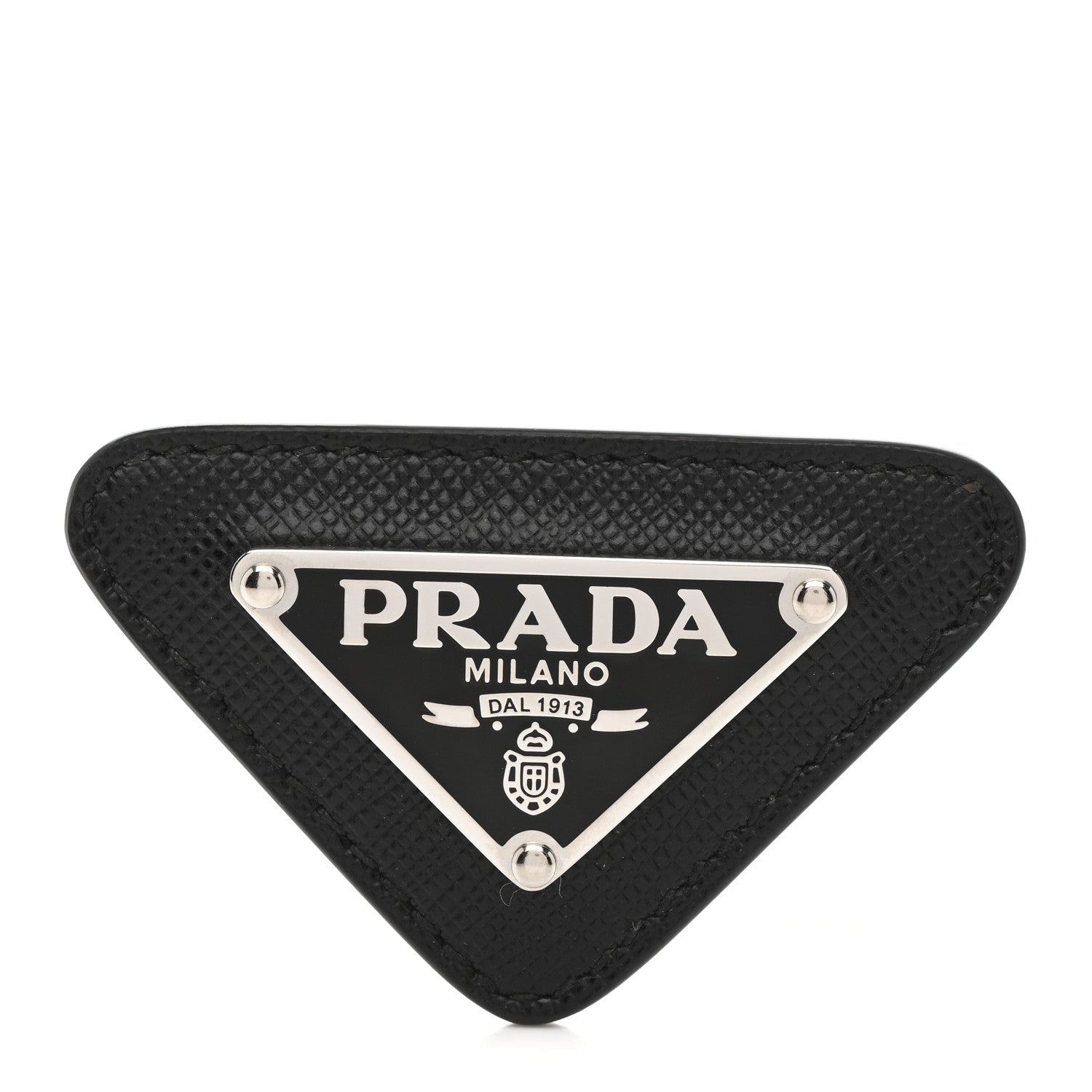 Prada Saffiano Enamel Logo Triangle Pin Black 1 of 4
