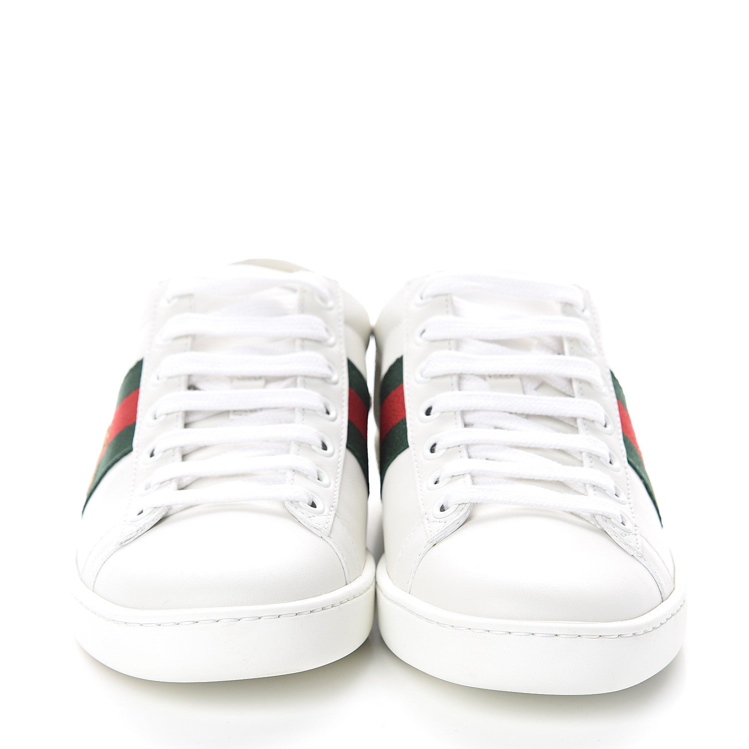 Gucci Calfskin Web Bee Embroidered Womens Ace Sneakers 36 White Green 2 of 7