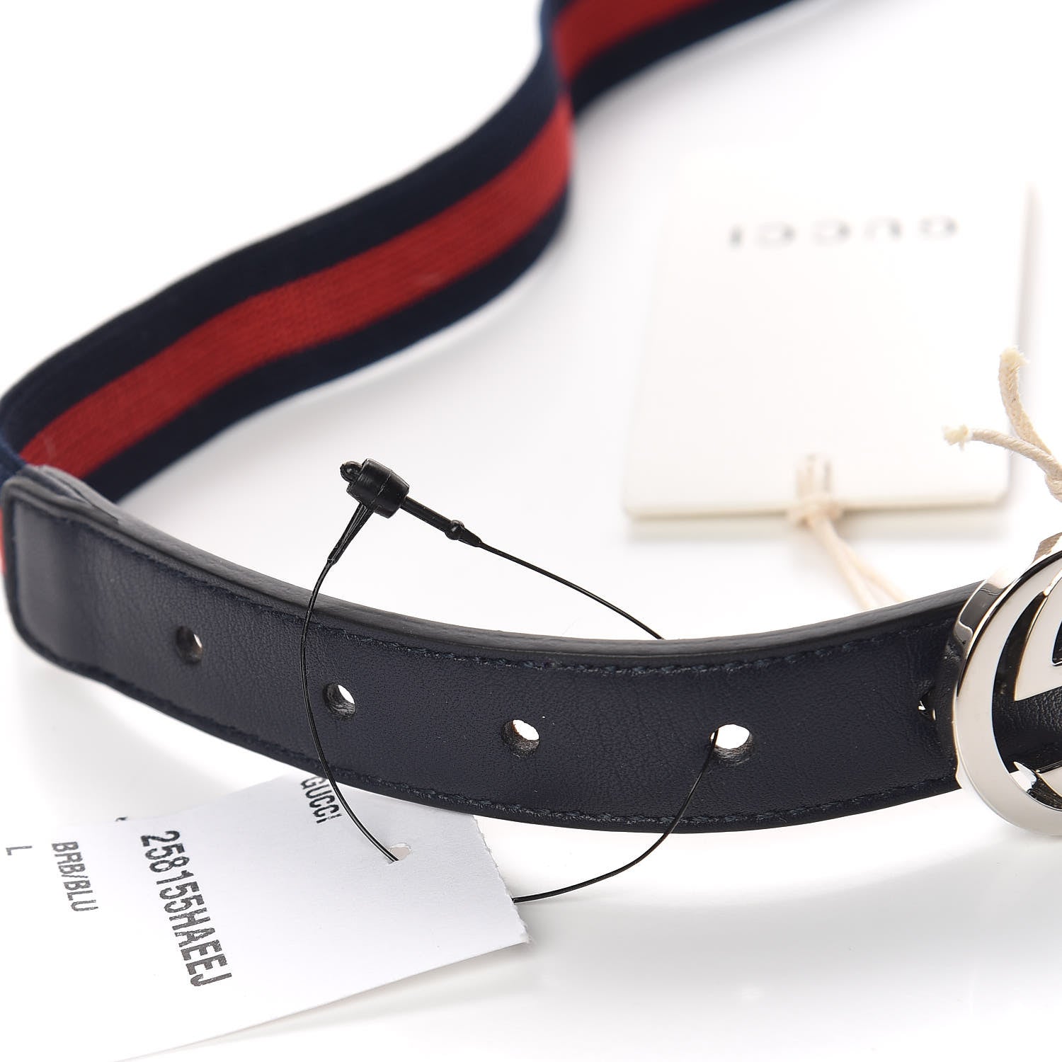 Gucci Elastic Nylon Calfskin Web Kids Interlocking G Belt L Navy 5 of 5