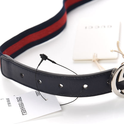 Gucci Elastic Nylon Calfskin Web Kids Interlocking G Belt L Navy 5 of 5