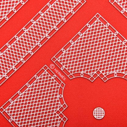 Hermes Silk Gavroche Sellier Pocket Square Scarf Rouge White 4 of 4