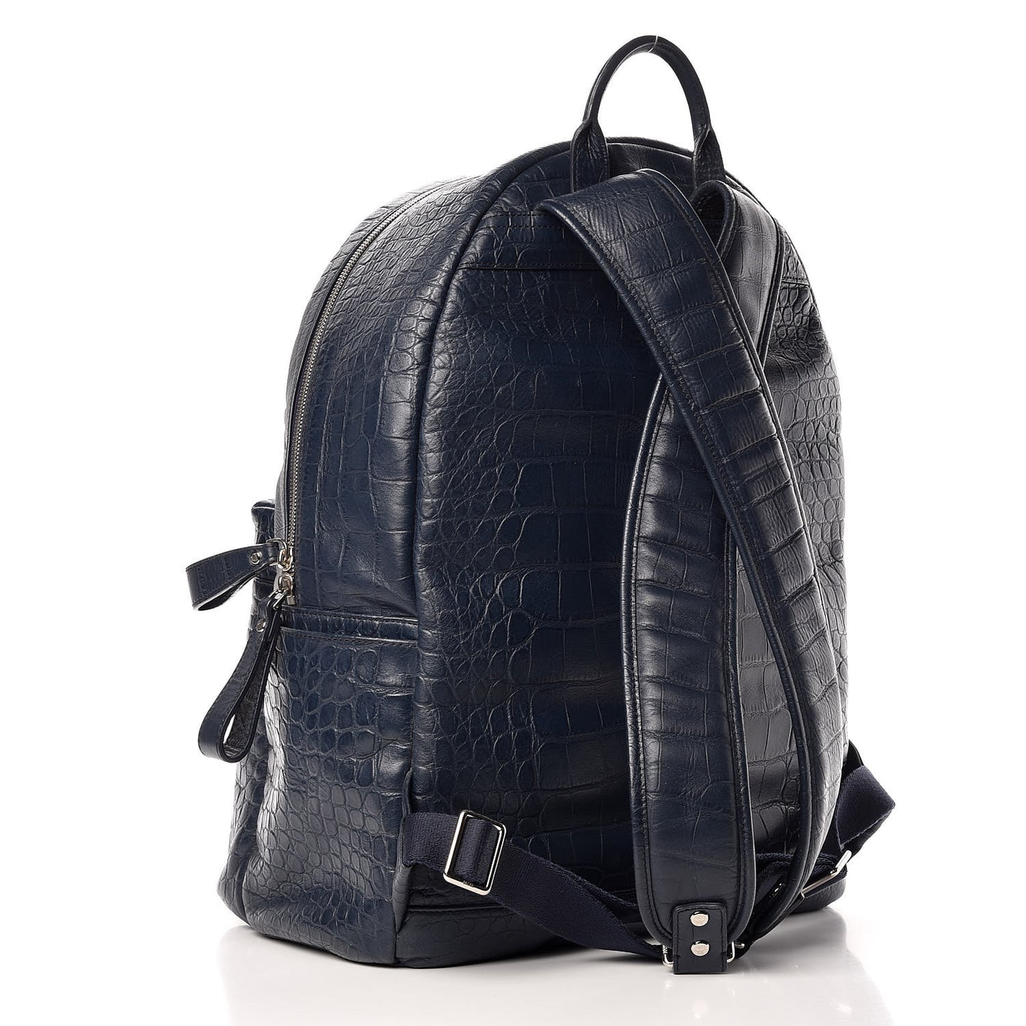 Calfskin Crocodile Embossed Large Luxus Backpack Blue
