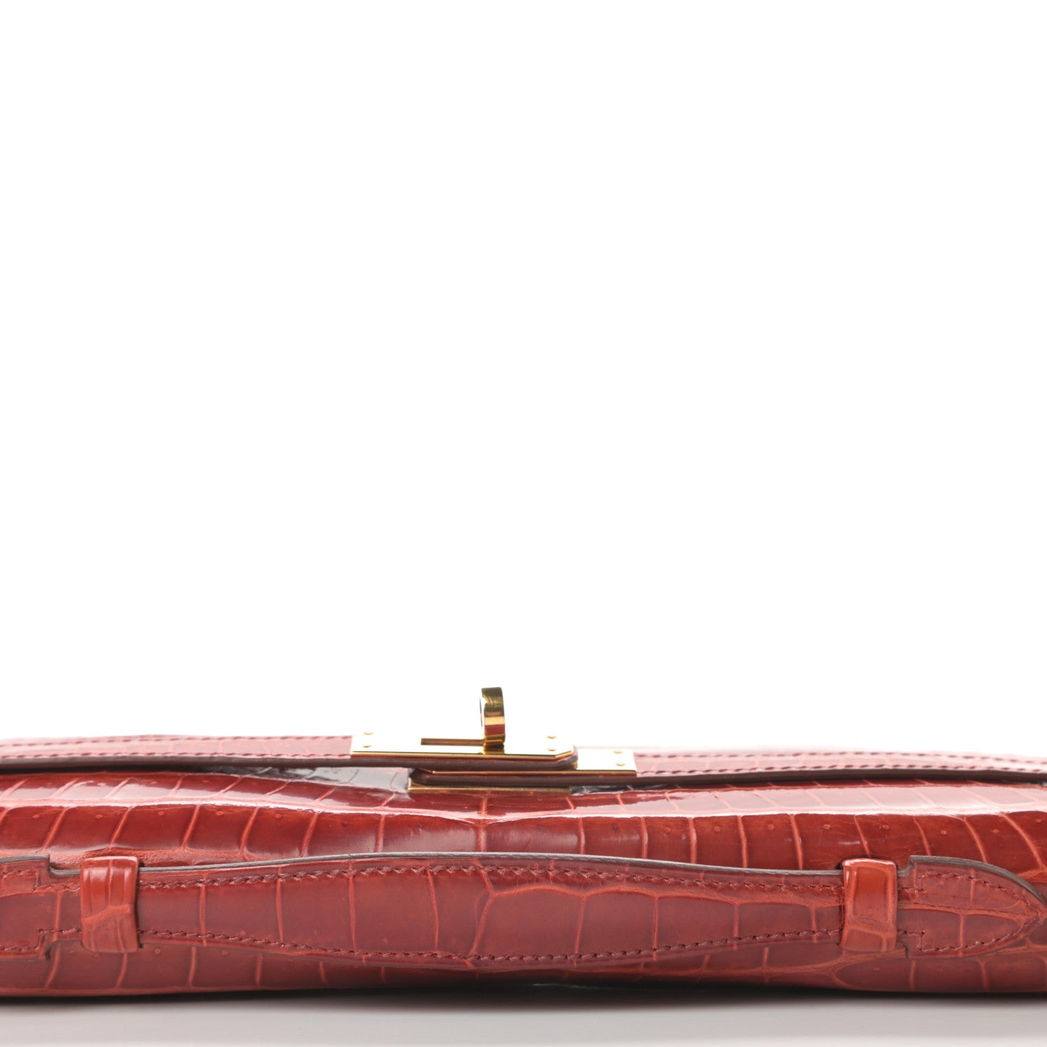 Hermes Shiny Porosus Crocodile Kelly Cut Pochette Sanguine 7 of 30