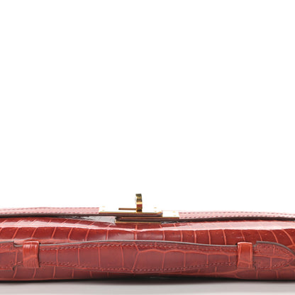 Hermes Shiny Porosus Crocodile Kelly Cut Pochette Sanguine 7 of 30