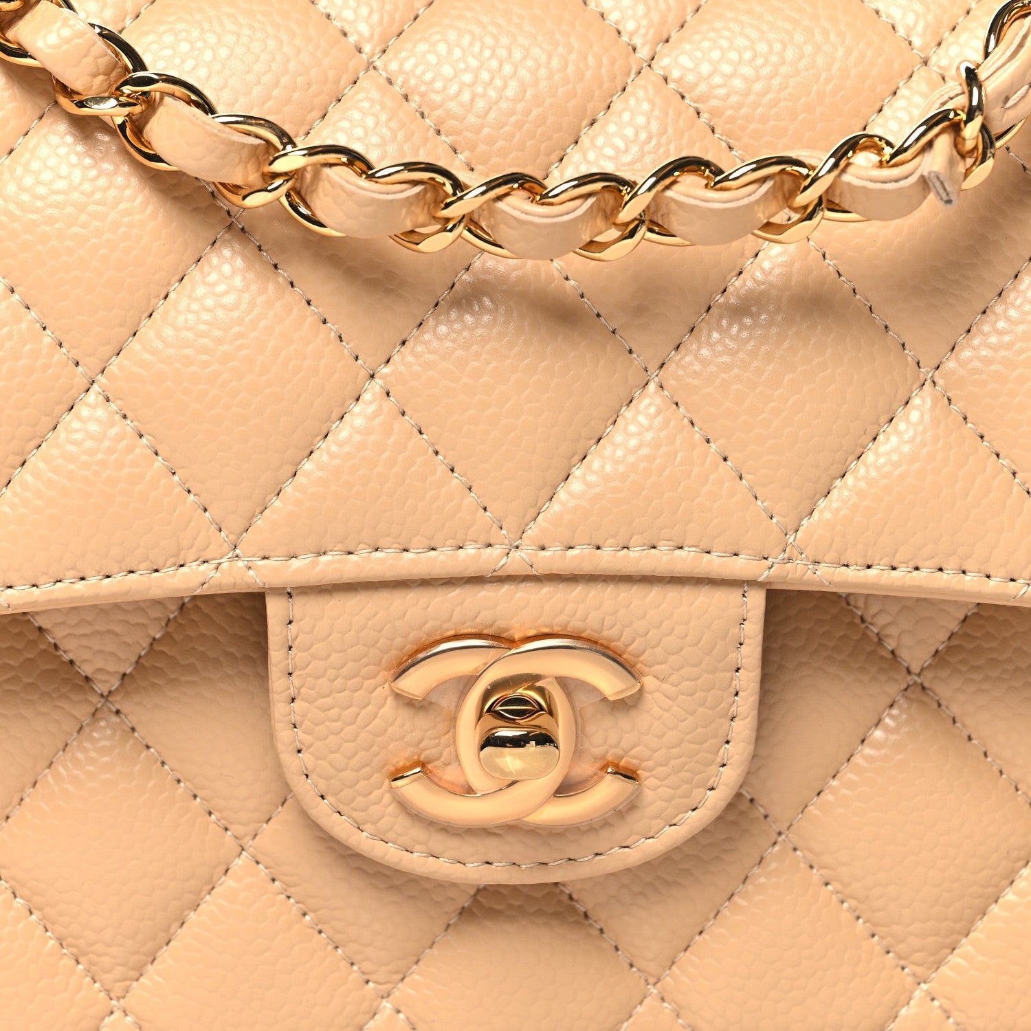 Chanel Caviar Quilted Small Double Flap Beige 8 of 10