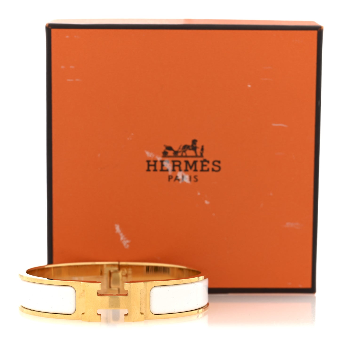 Enamel Narrow Clic Clac H Bracelet PM White