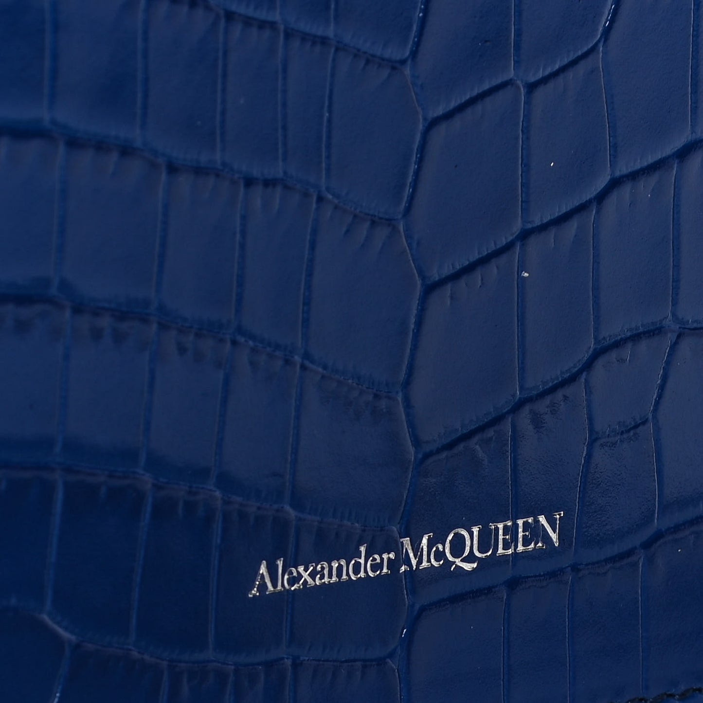 Calfskin Crocodile Embossed Skull Mini Crossbody Bag Deep Lapis Blue