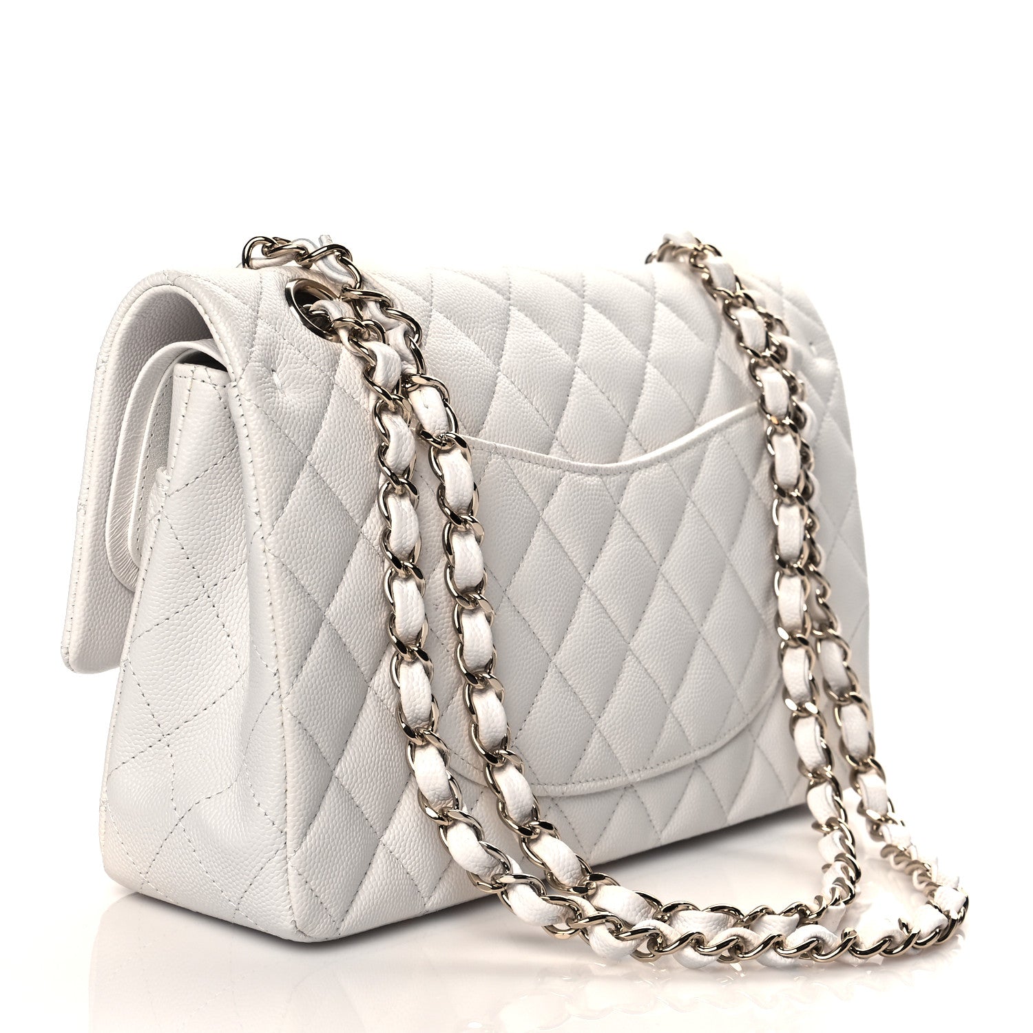 Chanel Caviar Quilted Medium Double Flap White 3 of 12