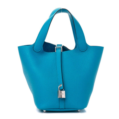 Hermes Taurillon Clemence Picotin Lock 18 PM Bleu Frida 1 of 11