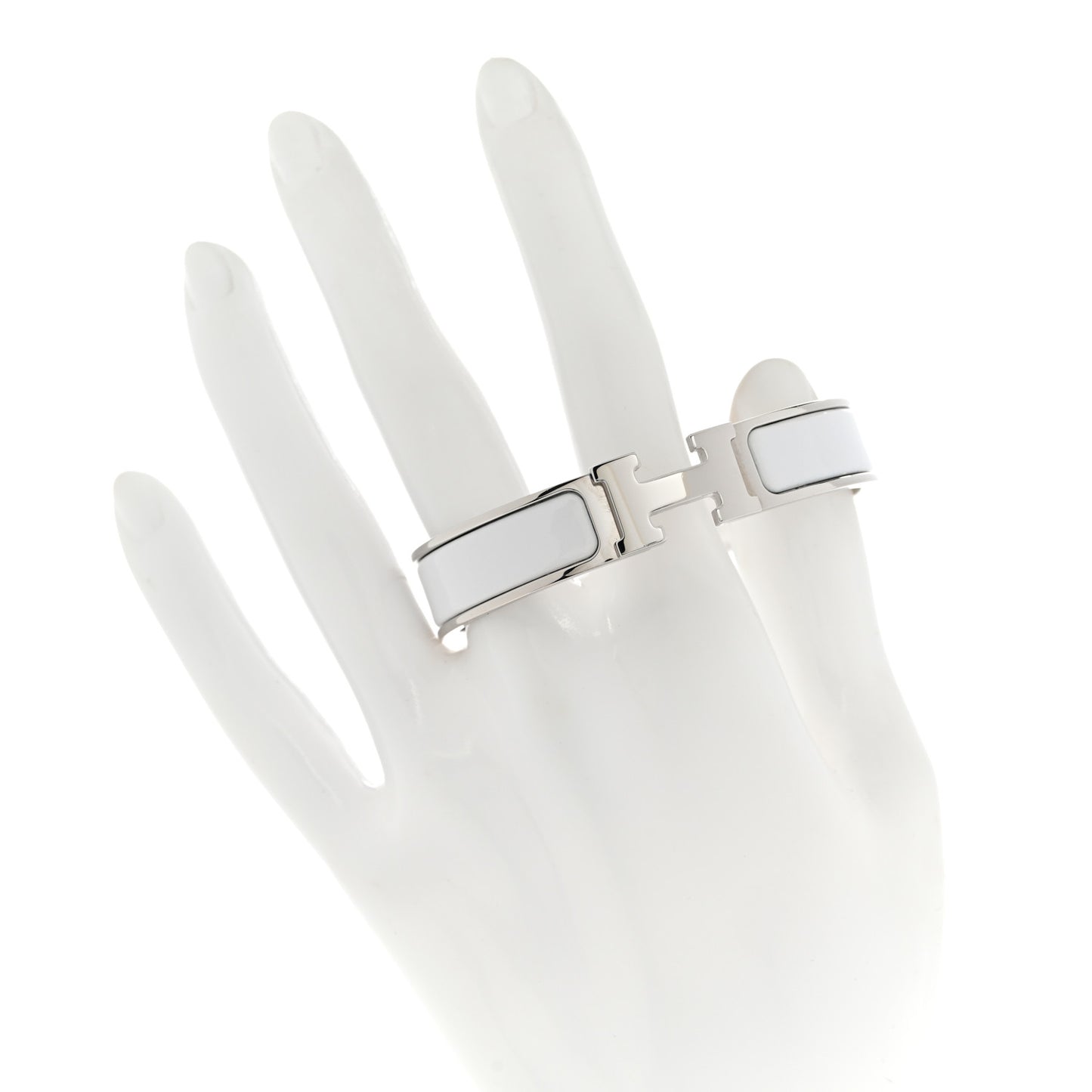 Enamel Narrow Clic Clac H Bracelet PM White