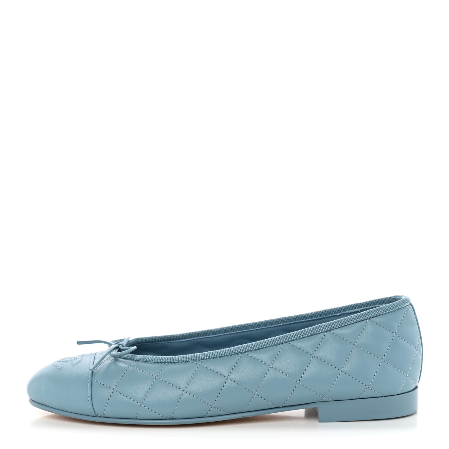 Lambskin Quilted CC Cap Toe Ballerina Flats 38.5 Blue