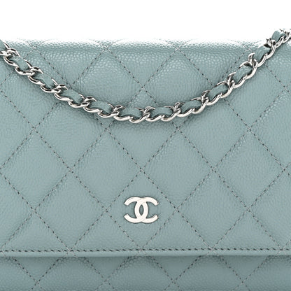 Chanel Caviar Quilted Wallet on Chain WOC Light Blue 9 of 12