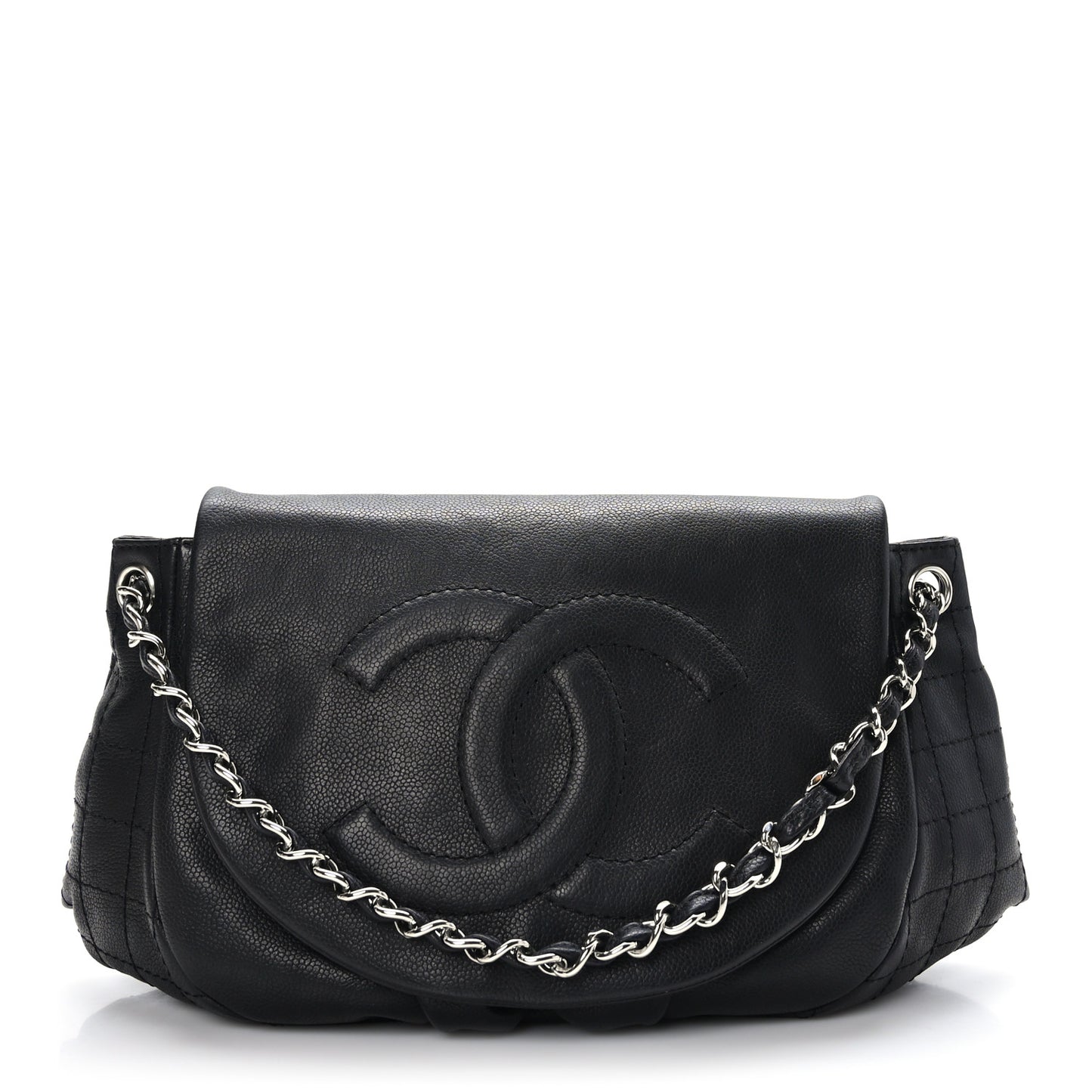 Caviar Half Moon Large Flap Black