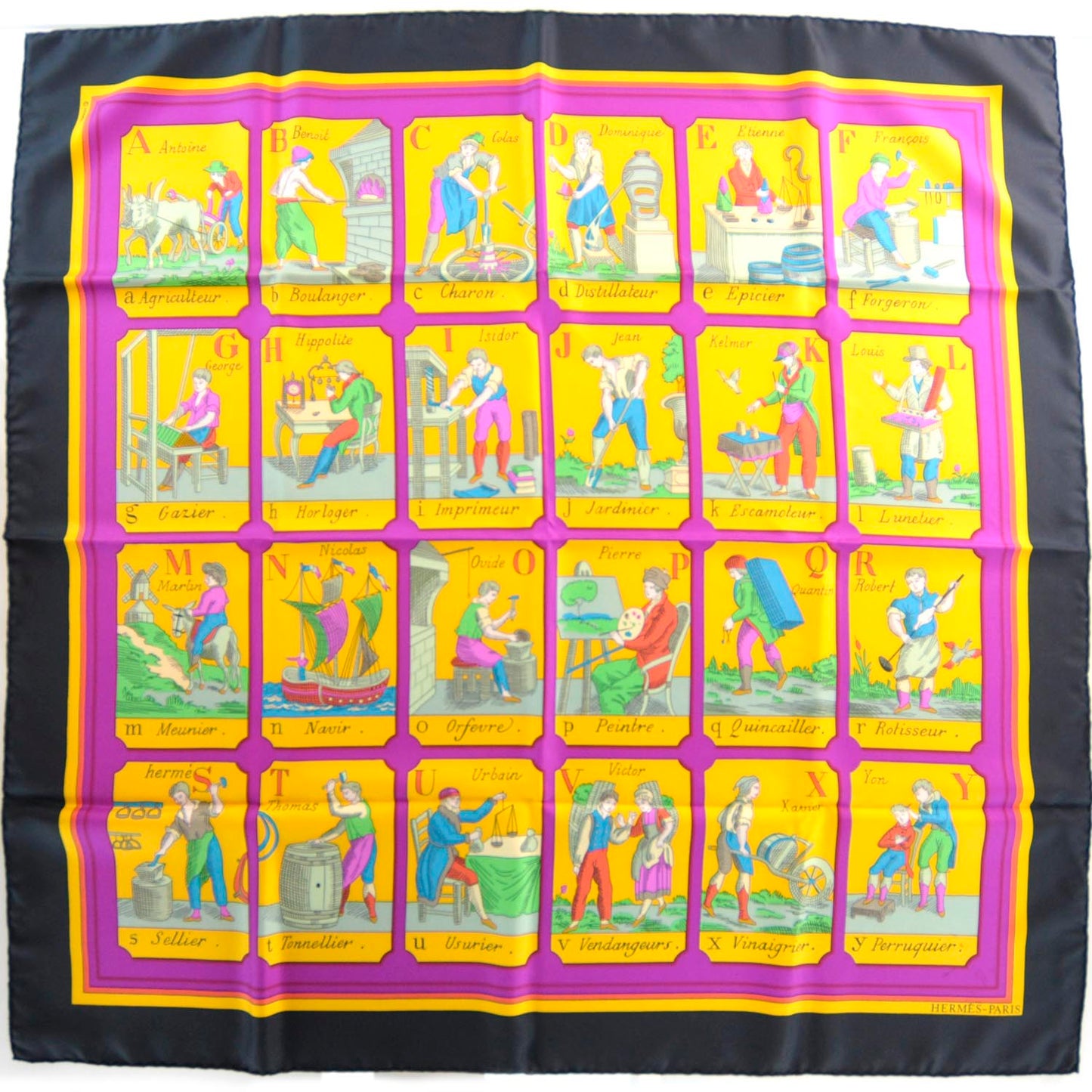 Silk Alphabet de Metiers Scarf 90