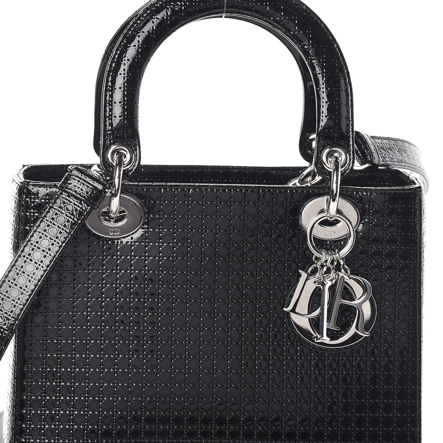 Patent Micro-Cannage Medium Lady Dior Black