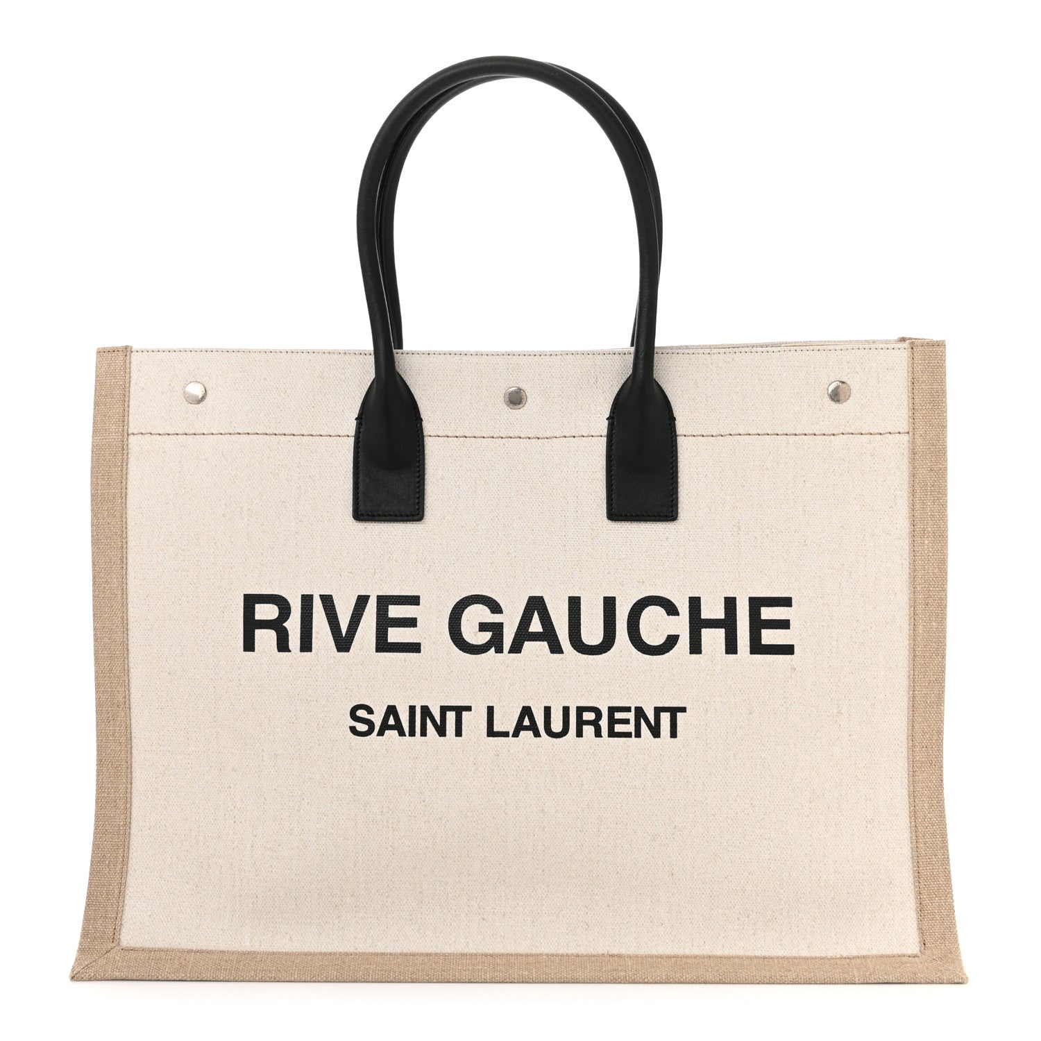 Saint Laurent Linen Calfskin Rive Gauche Tote Optic White 1 of 11