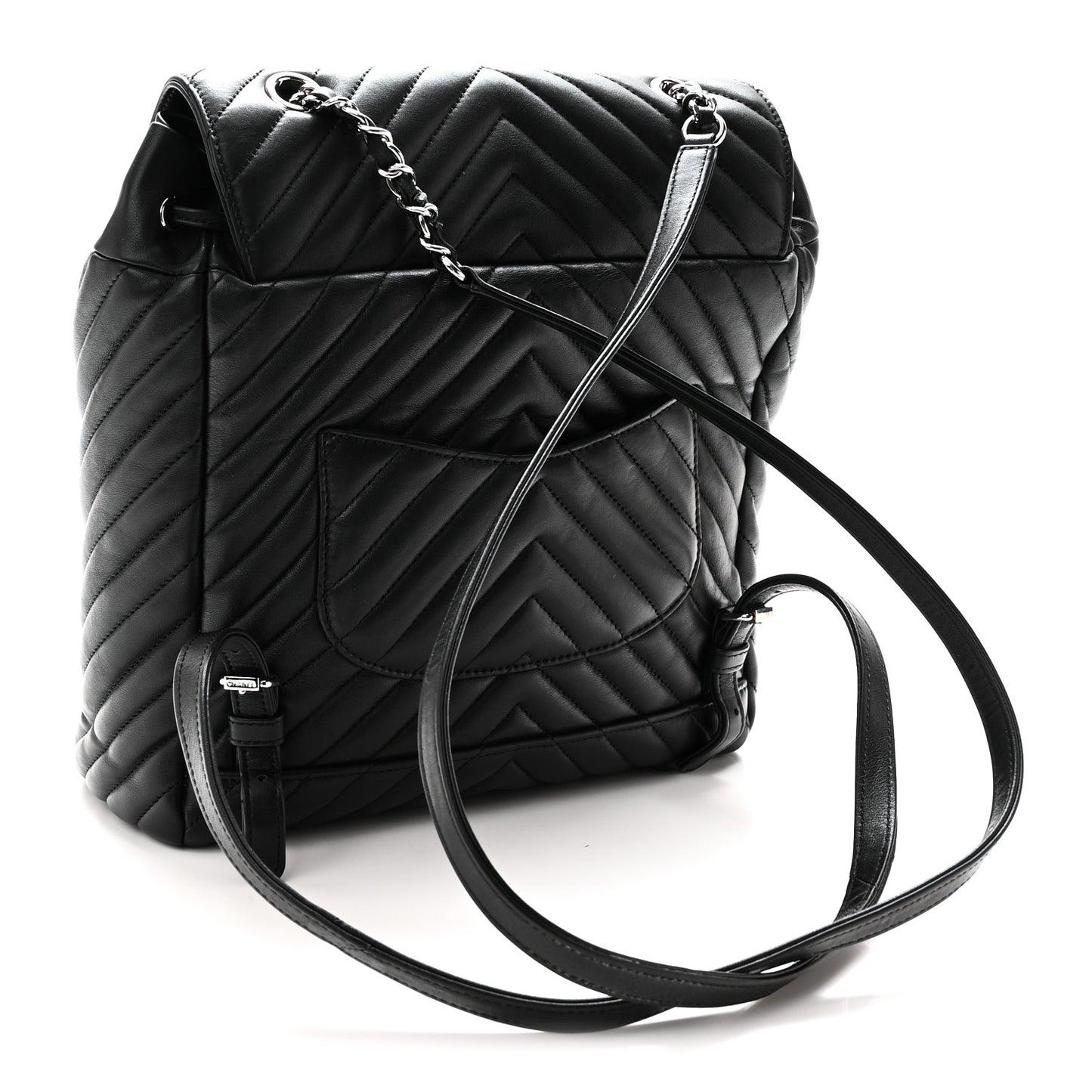 Calfskin Chevron Quilted Large Urban Spirit Backpack Black