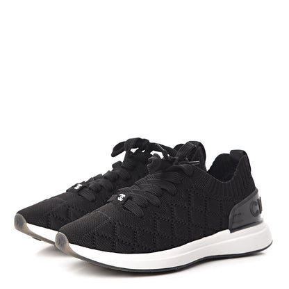Chanel Mixed Fibers Quilted Womens CC Sneakers 35.5 Black 3 of 9