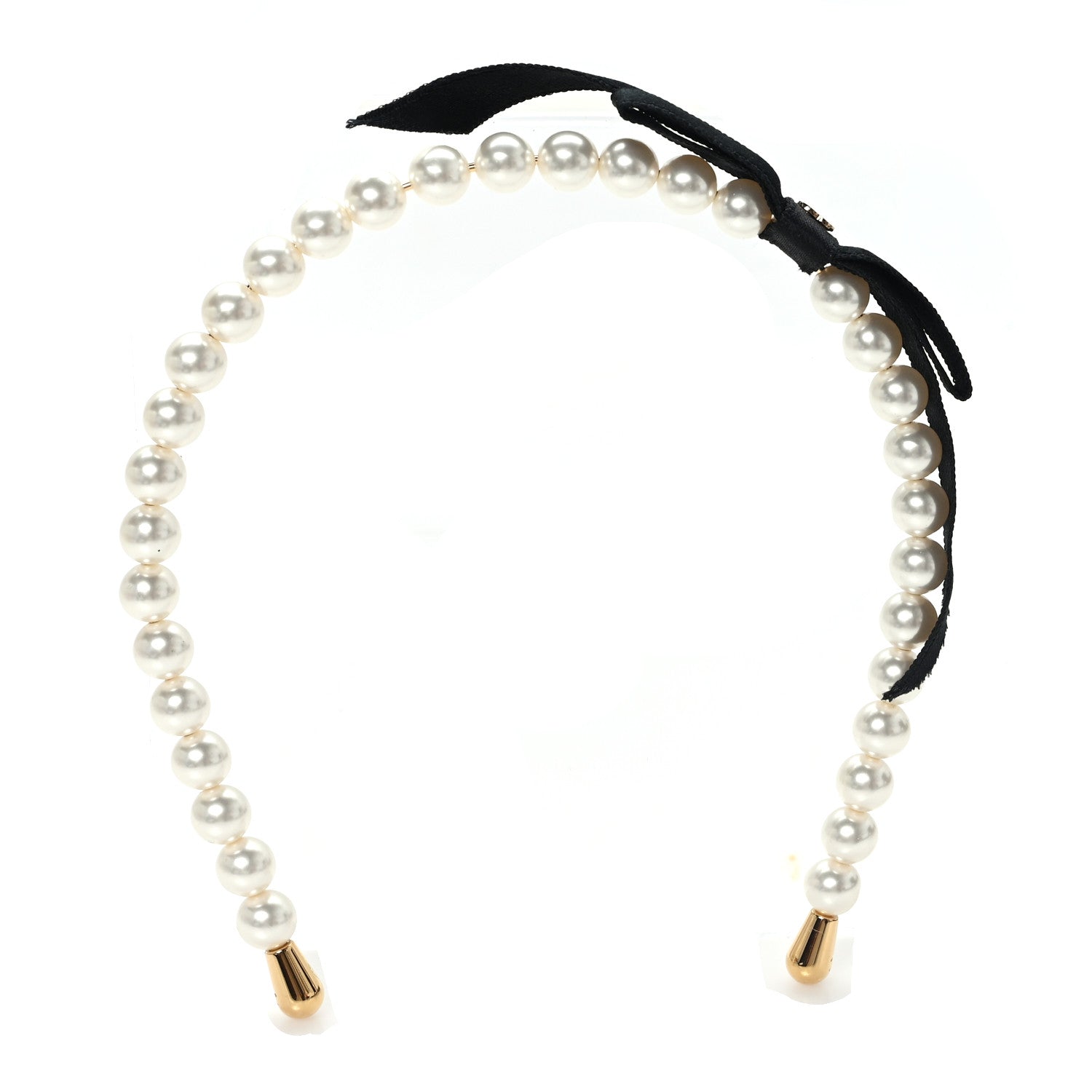 Chanel Pearl CC Headband White Gold Black 3 of 6