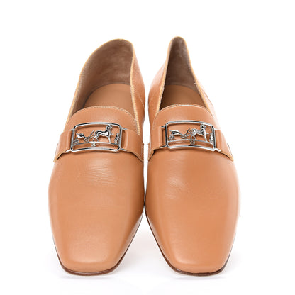 Hermes Supple Goatskin Womens Time Loafers 37 Havane 3 of 11