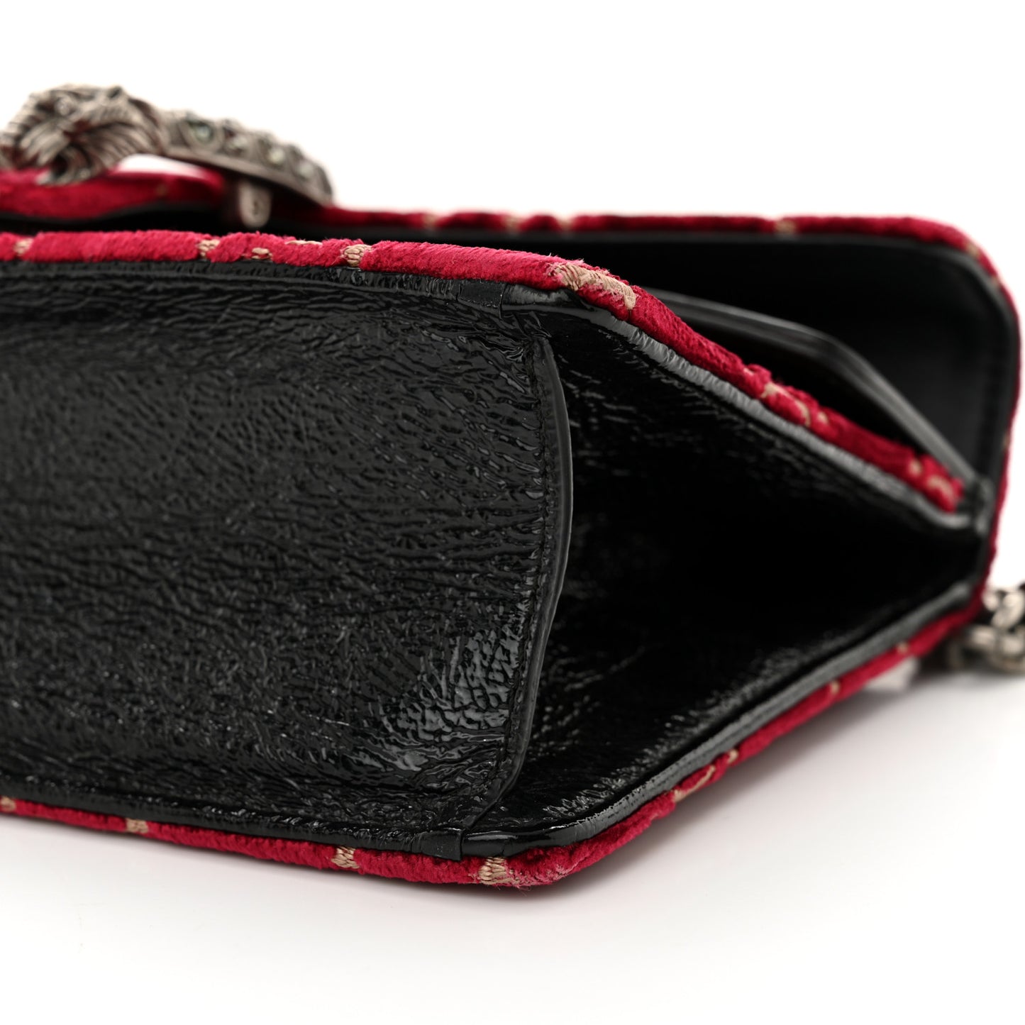 Velvet Skipper Crystal GG Monogram Small Dionysus Shoulder Bag Red Cipria Black Black Diamond
