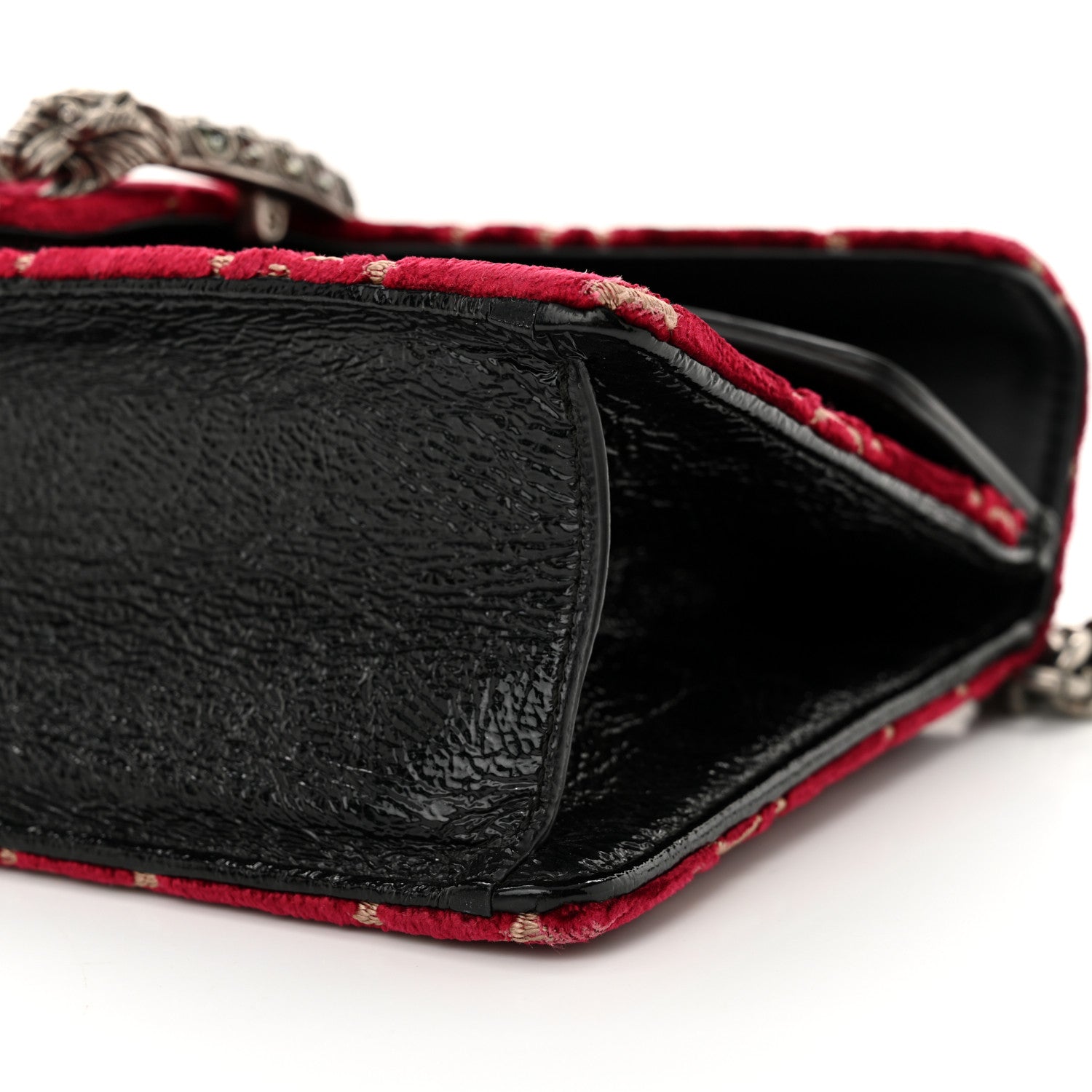 Gucci Velvet Skipper Crystal GG Monogram Small Dionysus Shoulder Bag Red Cipria Black Black Diamond 10 of 13