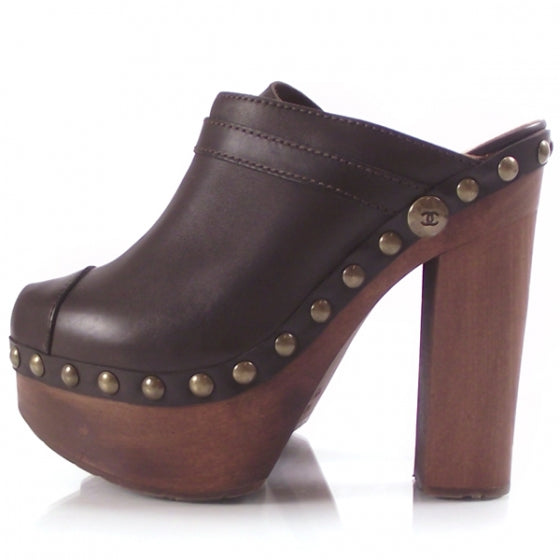 Chanel Leather Studded Clogs 36.5 2 of 9