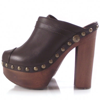 Chanel Leather Studded Clogs 36.5 2 of 9