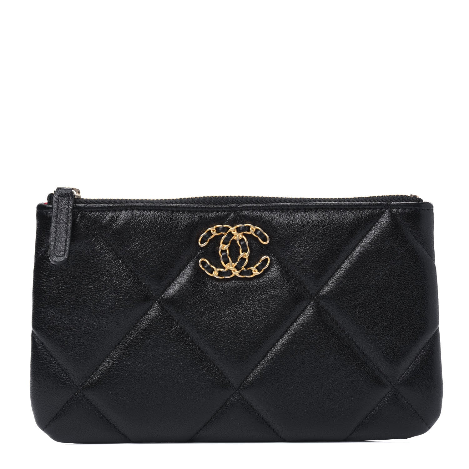 Chanel Shiny Goatskin Quilted Small Chanel 19 Pouch Black 1 of 3
