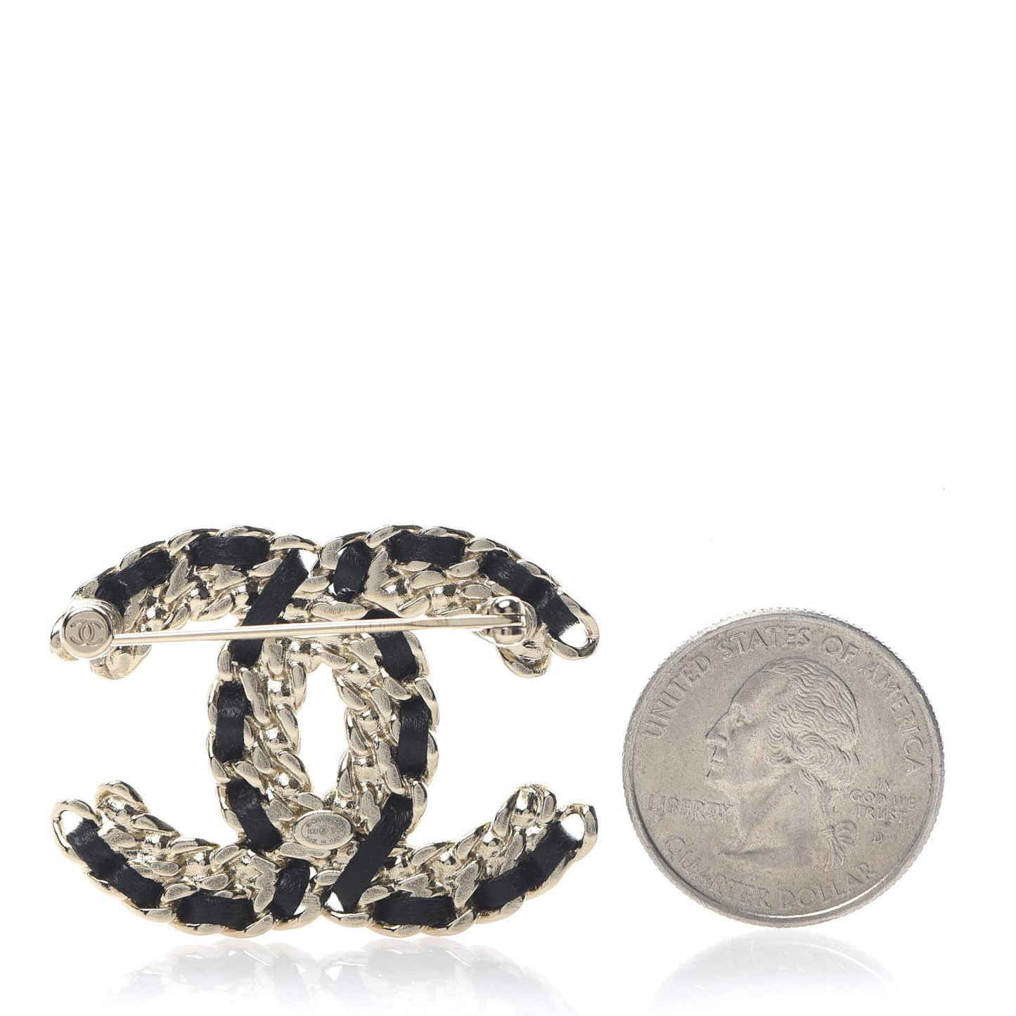 Lambskin Crystal Vintage Allure CC Chain Brooch Black Gold