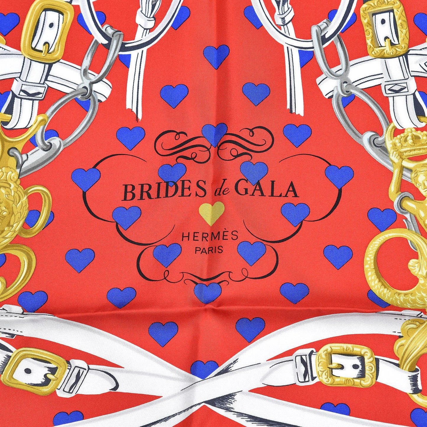 Silk Brides De Gala Love Scarf 90 Rouge Vif Marine White
