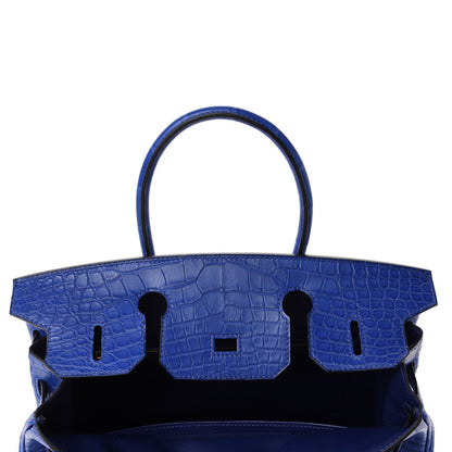Hermes Matte Alligator Birkin 30 Bleu Electrique 16 of 34