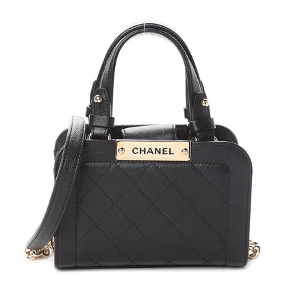 Chanel Grained Calfskin Stitched Mini Label Click Shopper Tote Black 1 of 8
