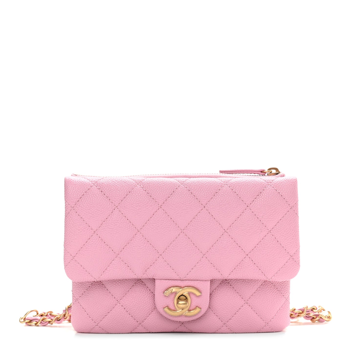 Shiny Caviar Pick Me Up Flap Belt Bag Pink