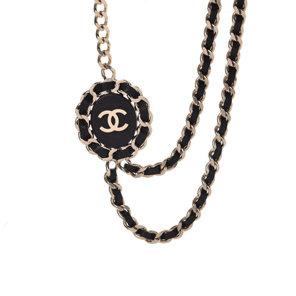 Chanel Lambskin CC Long Chain Necklace Black Gold 4 of 7