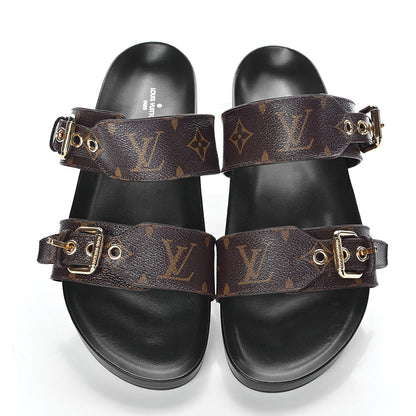 Louis Vuitton Monogram Bom Dia Mule Sandals 39 Black 10 of 11