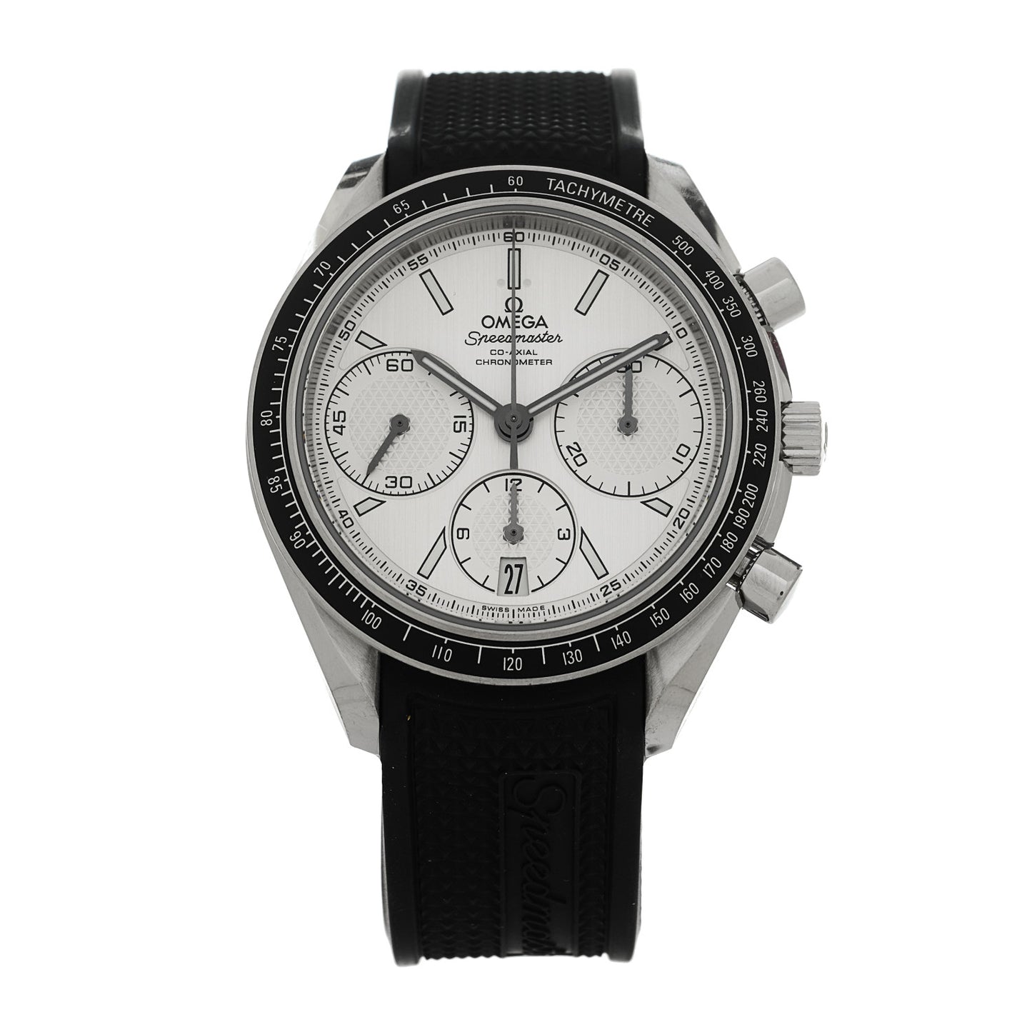Stainless Steel Rubber 40mm Speedmaster Racing Co-Axial Chronograph Automatic Watch White 326.30.40.50.02.001