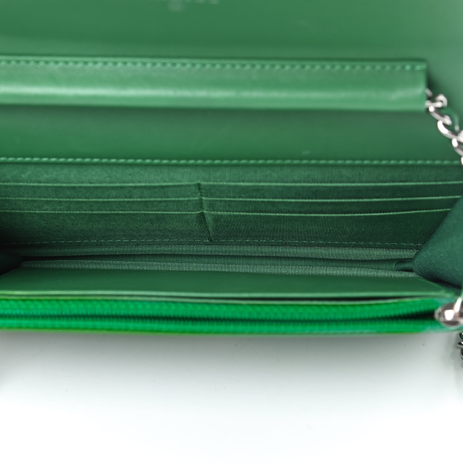 Chanel Lambskin Quilted Boy Wallet On Chain WOC Green 5 of 15