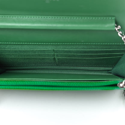 Chanel Lambskin Quilted Boy Wallet On Chain WOC Green 5 of 15