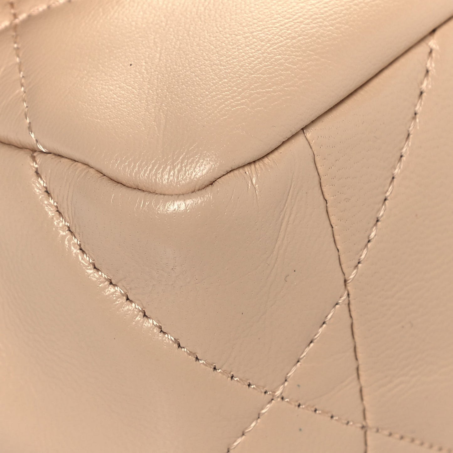 Shiny Goatskin Quilted Medium Chanel 19 Flap Beige